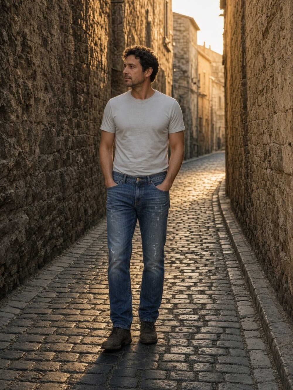 Just Cavalli Men Washed Blue Straight Denim Jeans Soft Cobble Alley Softly US 34